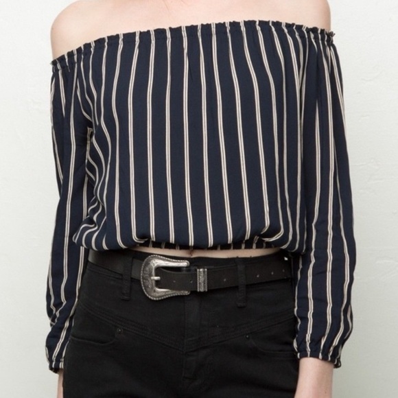 Brandy Melville Tops - Brandy Melville Striped Off The Shoulder Maura Top